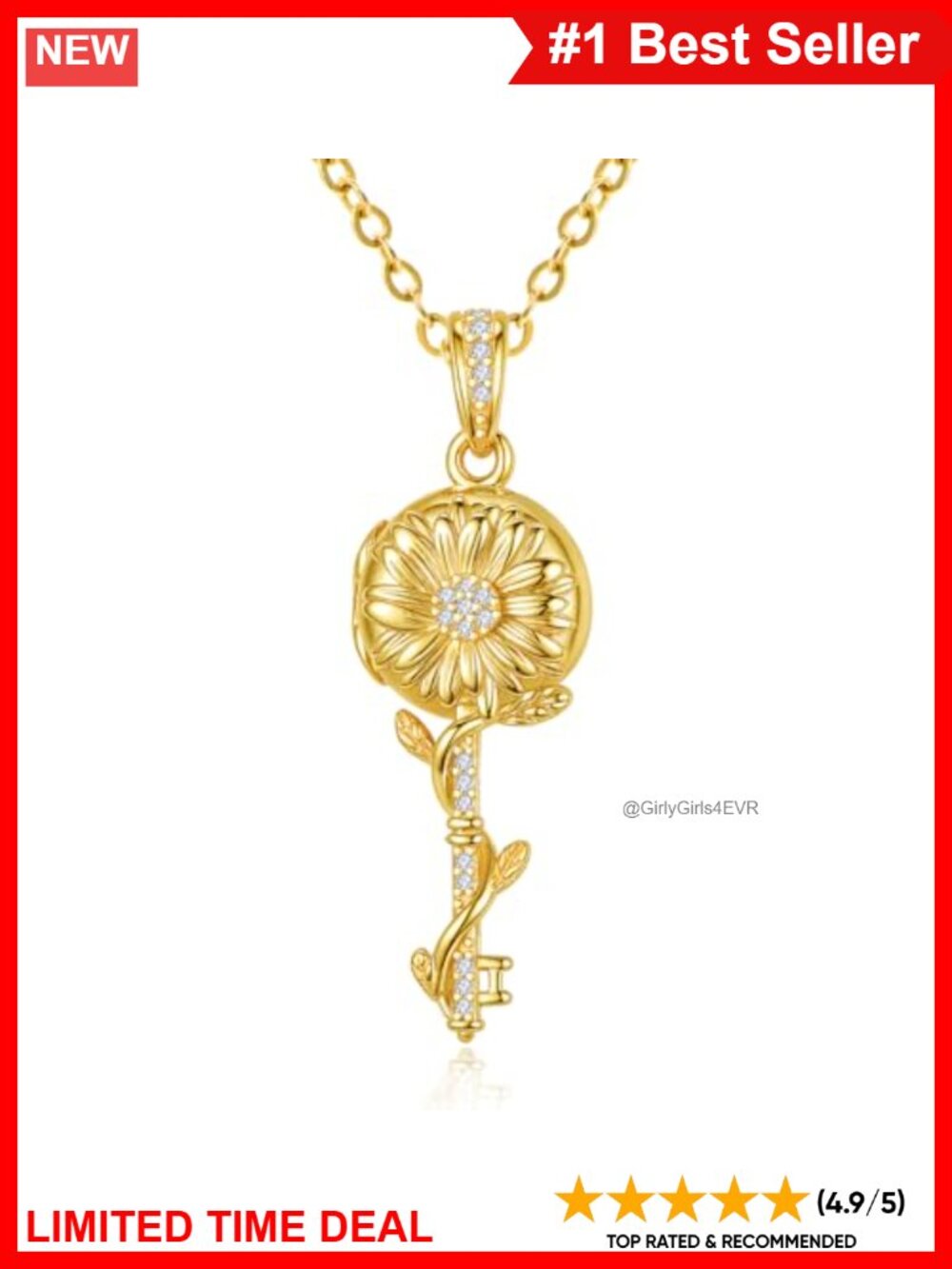 925 Sterling Silver Sunflower Locket Necklace Key Pendant 18 Inch Gift for Mom